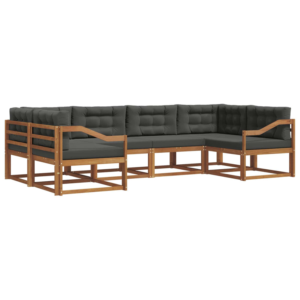 Outdoor-Sofagarnitur mit Kissen 6 pcs Natur und Anthrazit
