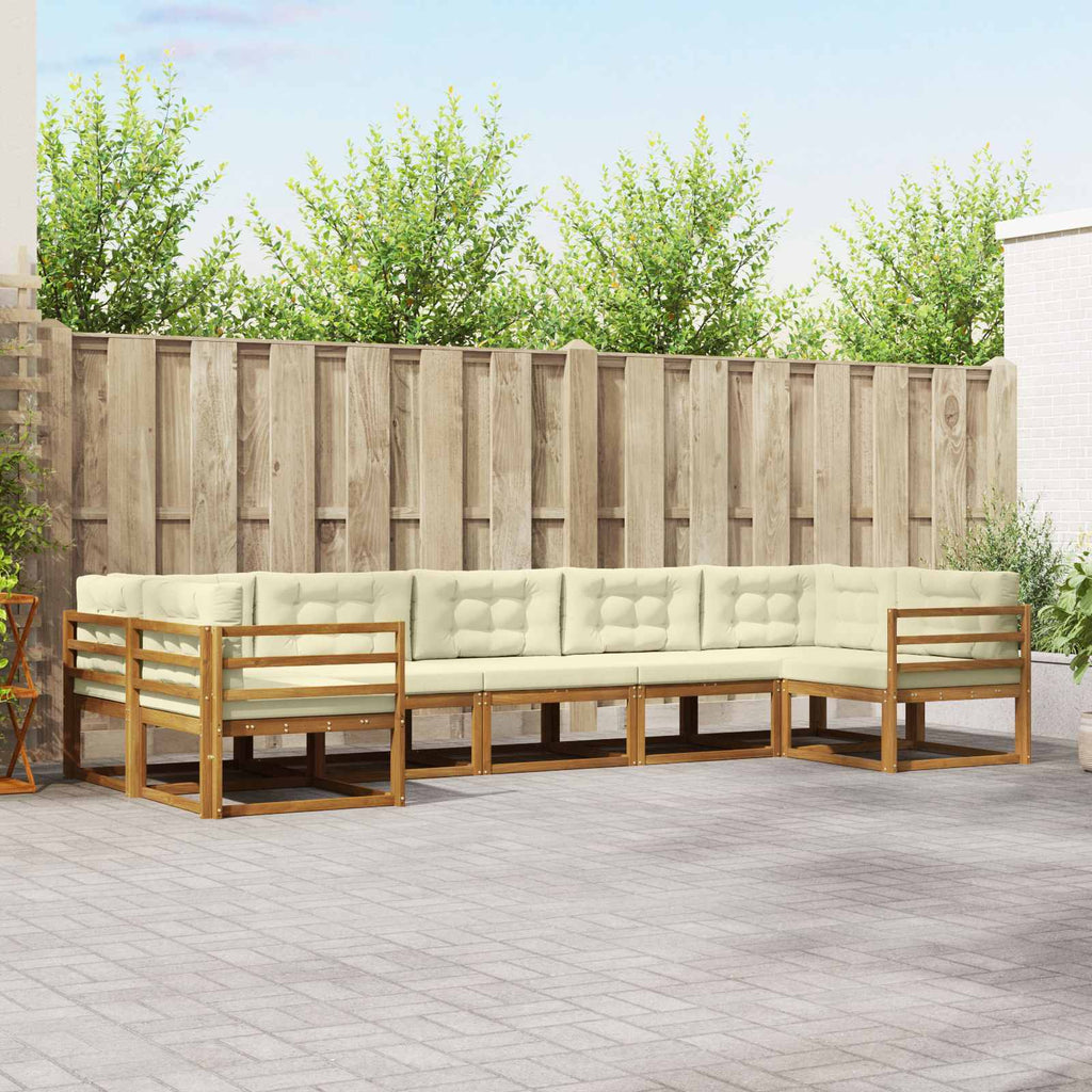 Outdoor-Sofagarnitur mit Kissen 7 pcs Natur und Creme