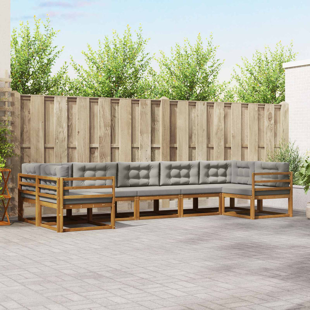 Outdoor-Sofagarnitur mit Kissen 7 pcs Natürlich und Hellgrau