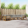 Outdoor-Sofagarnitur mit Kissen 7 pcs Natürlich und Hellgrau