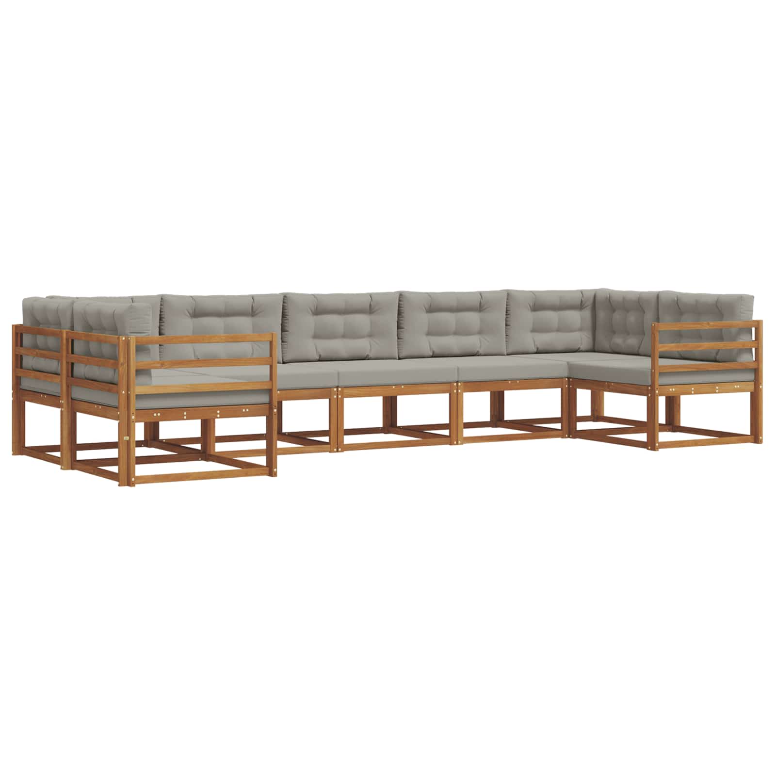 Outdoor-Sofagarnitur mit Kissen 7 pcs Natürlich und Hellgrau