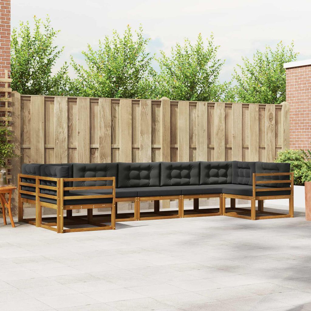 Outdoor-Sofagarnitur mit Kissen 7 pcs Natur und Anthrazit