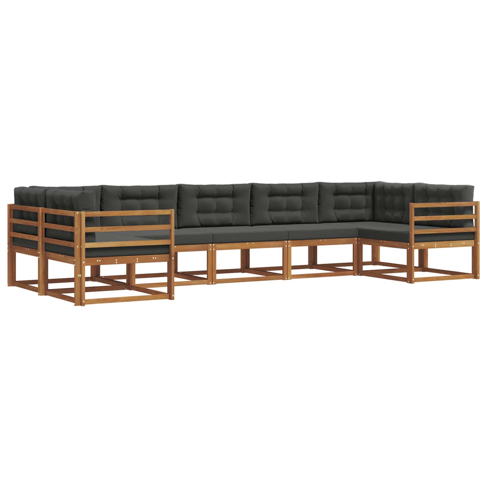 Outdoor-Sofagarnitur mit Kissen 7 pcs Natur und Anthrazit