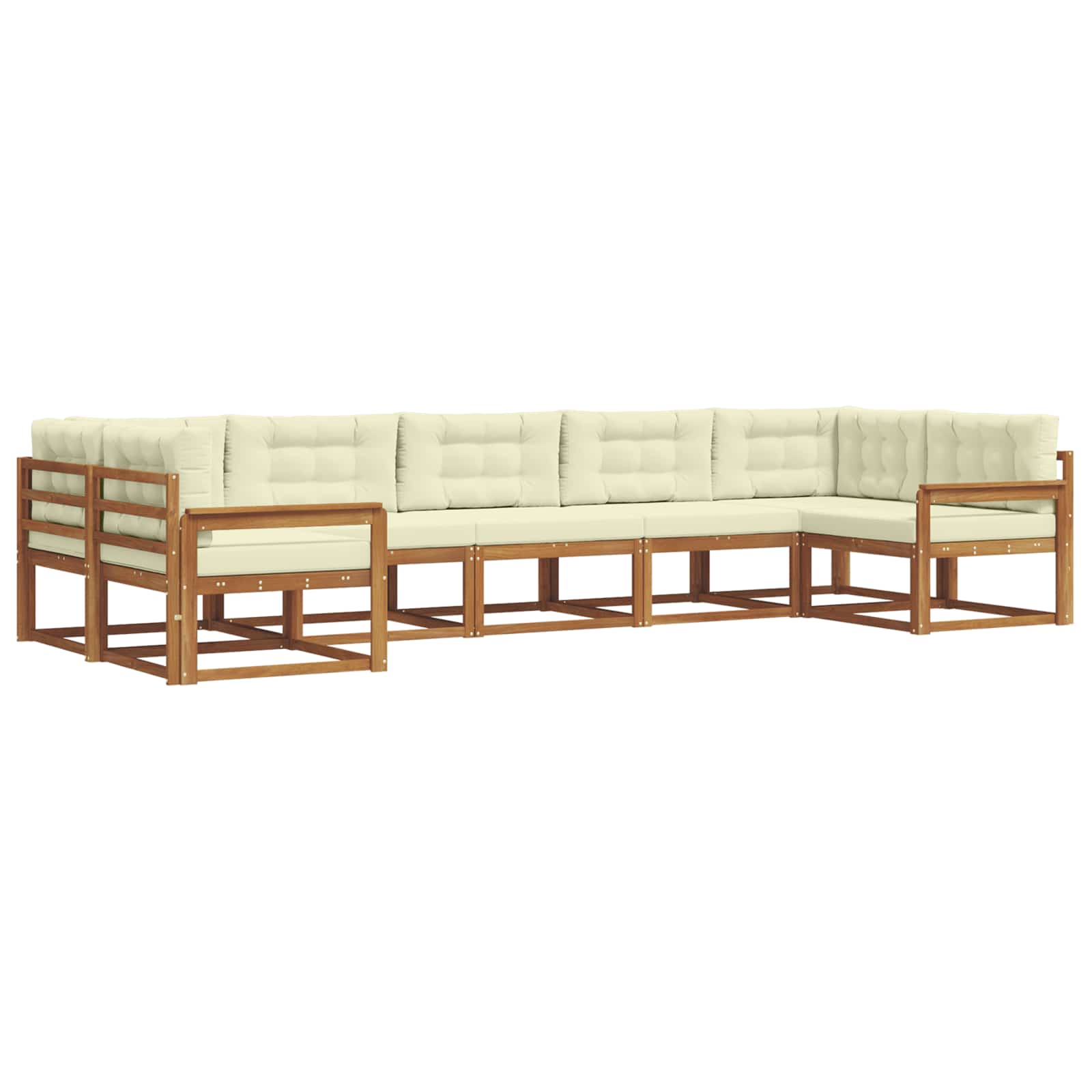Outdoor-Sofagarnitur mit Kissen 7 pcs Natur und Creme