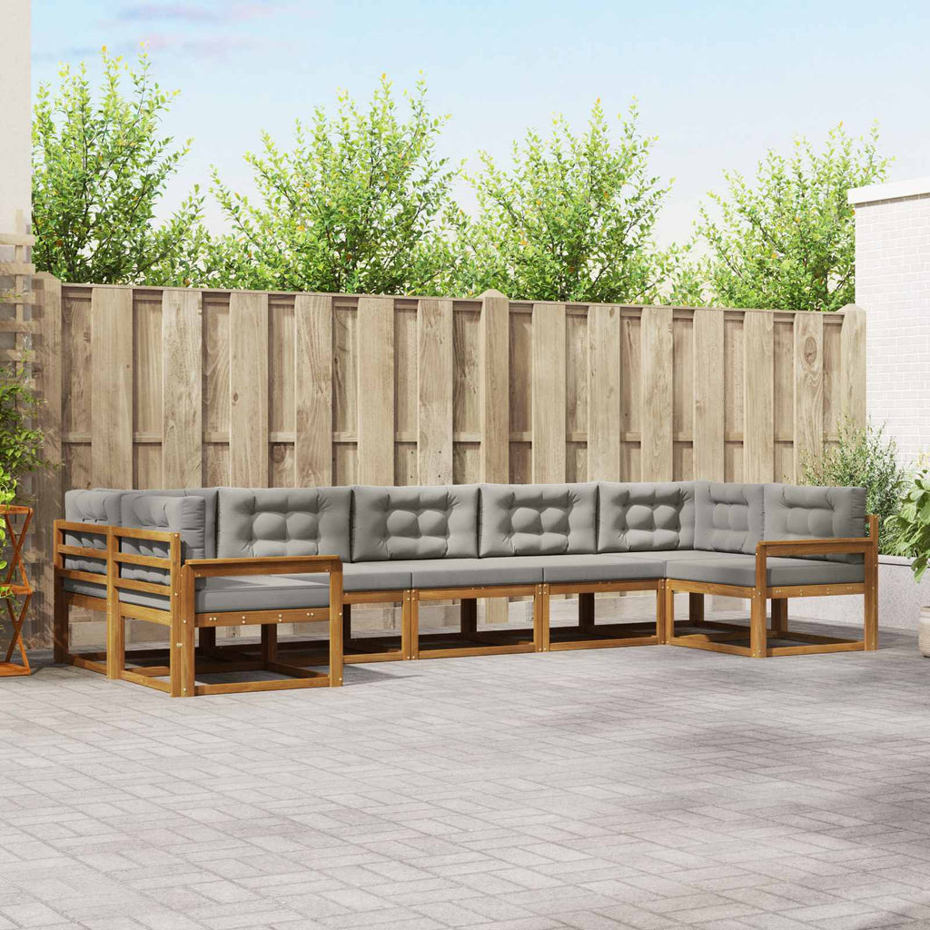 Outdoor-Sofagarnitur mit Kissen 7 pcs Natürlich und Hellgrau