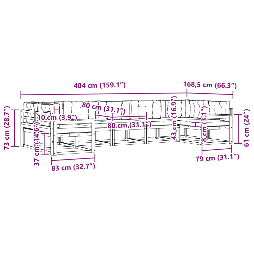 Outdoor-Sofagarnitur mit Kissen 7 pcs Natürlich und Hellgrau