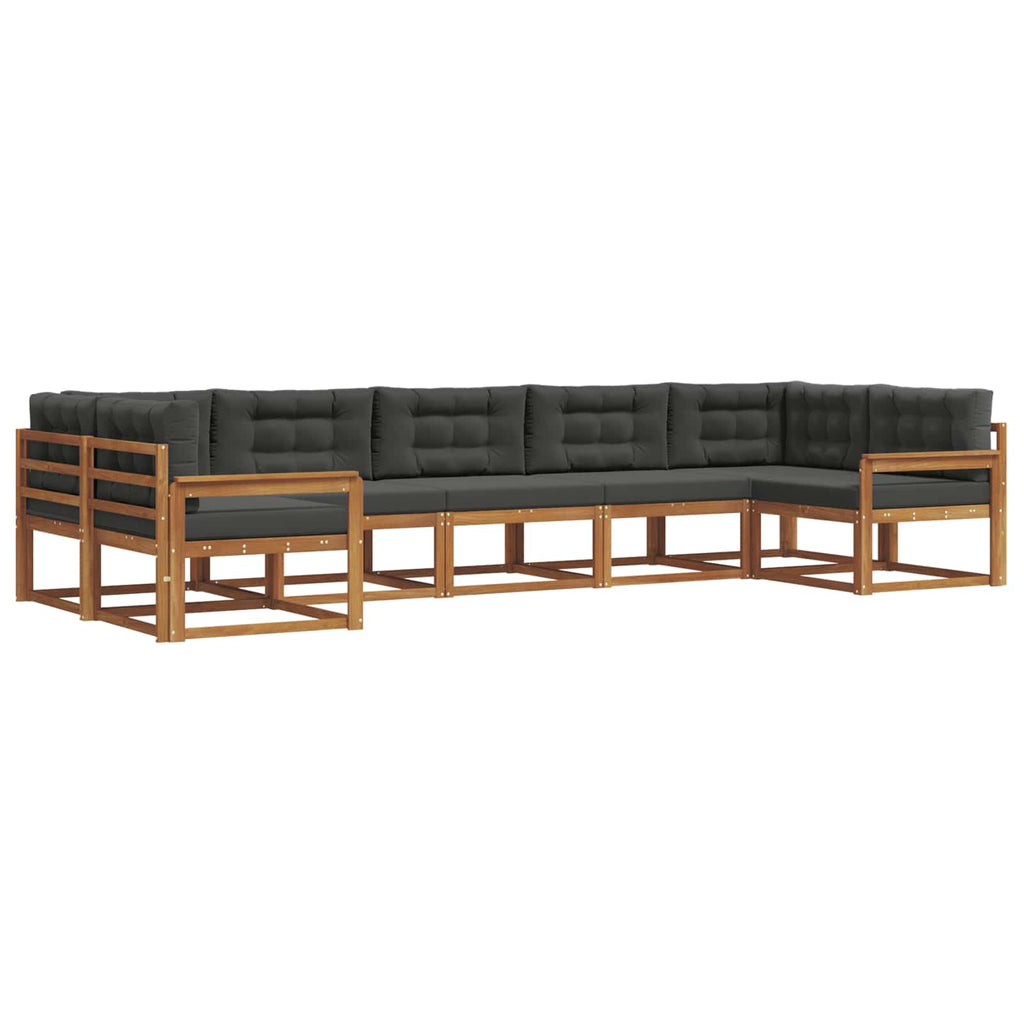 Outdoor-Sofagarnitur mit Kissen 7 pcs Natur und Anthrazit
