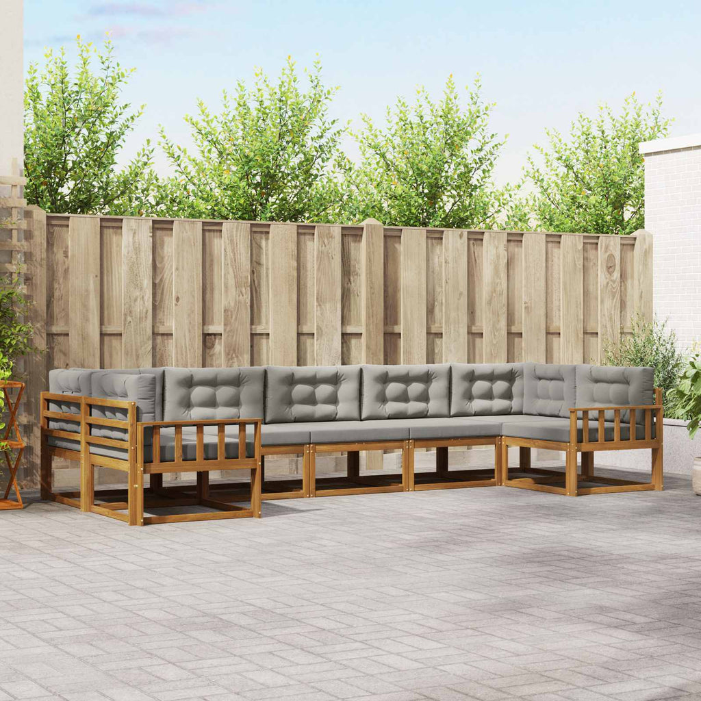 Outdoor-Sofagarnitur mit Kissen 7 pcs Natürlich und Hellgrau