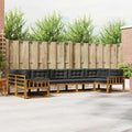 Outdoor-Sofagarnitur mit Kissen 7 pcs Natur und Anthrazit