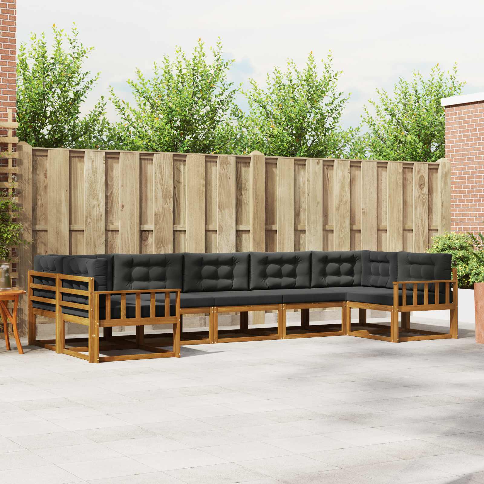 Outdoor-Sofagarnitur mit Kissen 7 pcs Natur und Anthrazit