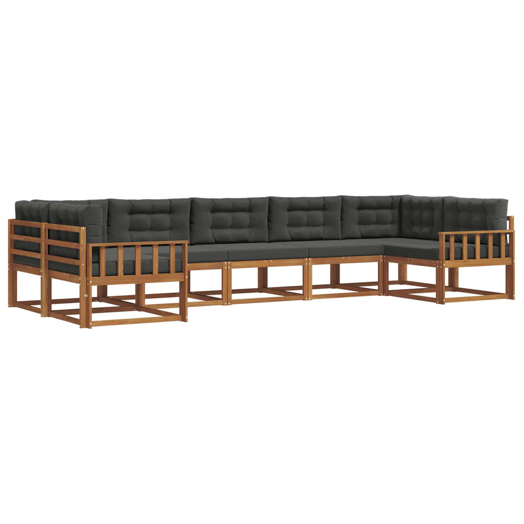 Outdoor-Sofagarnitur mit Kissen 7 pcs Natur und Anthrazit