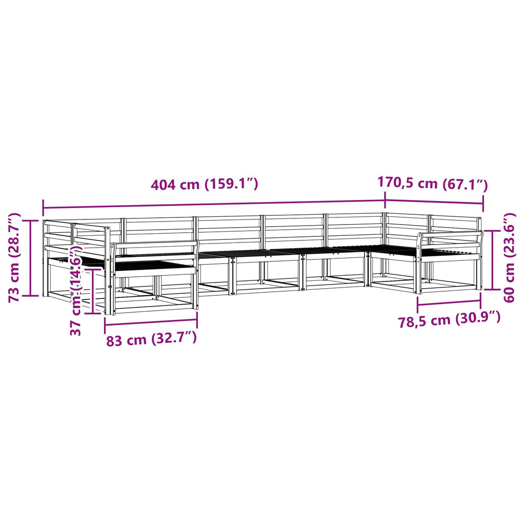 Outdoor-Sofagarnitur 7 pcs Natur Massivholz Akazie