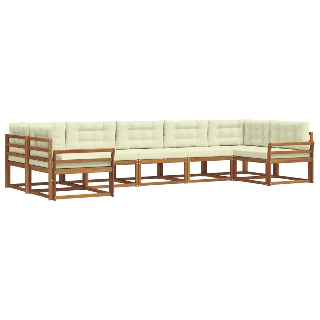 Outdoor-Sofagarnitur mit Kissen 7 pcs Natur und Creme