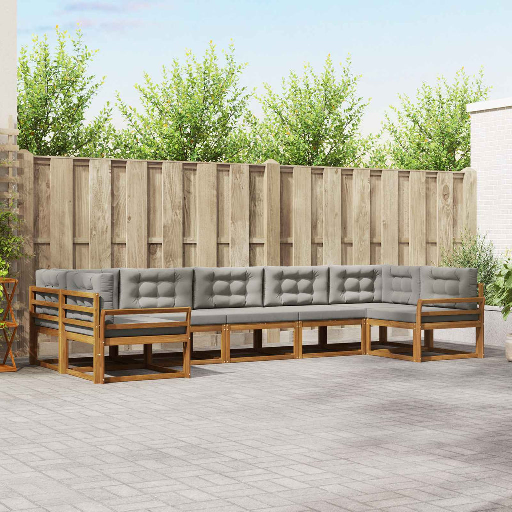 Outdoor-Sofagarnitur mit Kissen 7 pcs Natürlich und Hellgrau