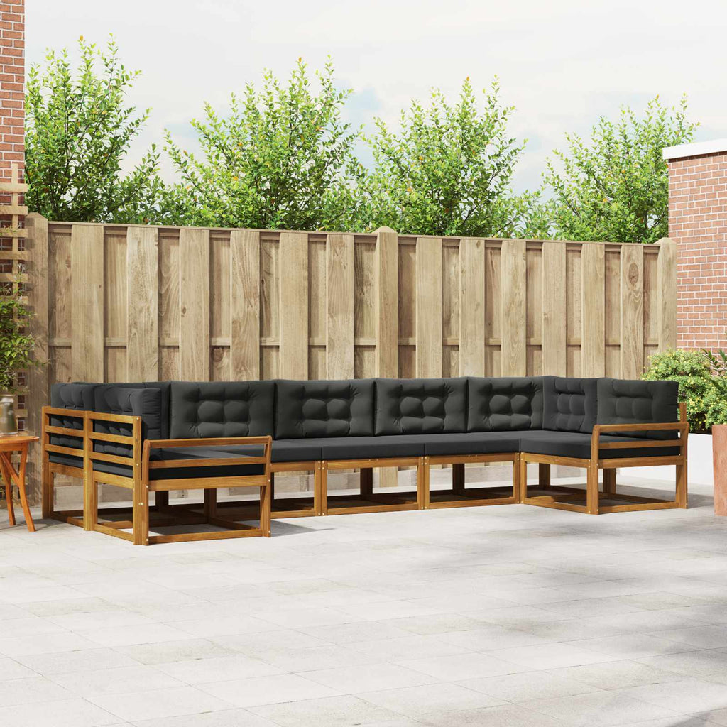 Outdoor-Sofagarnitur mit Kissen 7 pcs Natur und Anthrazit
