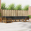 Outdoor-Sofagarnitur mit Kissen 7 pcs Natur und Anthrazit