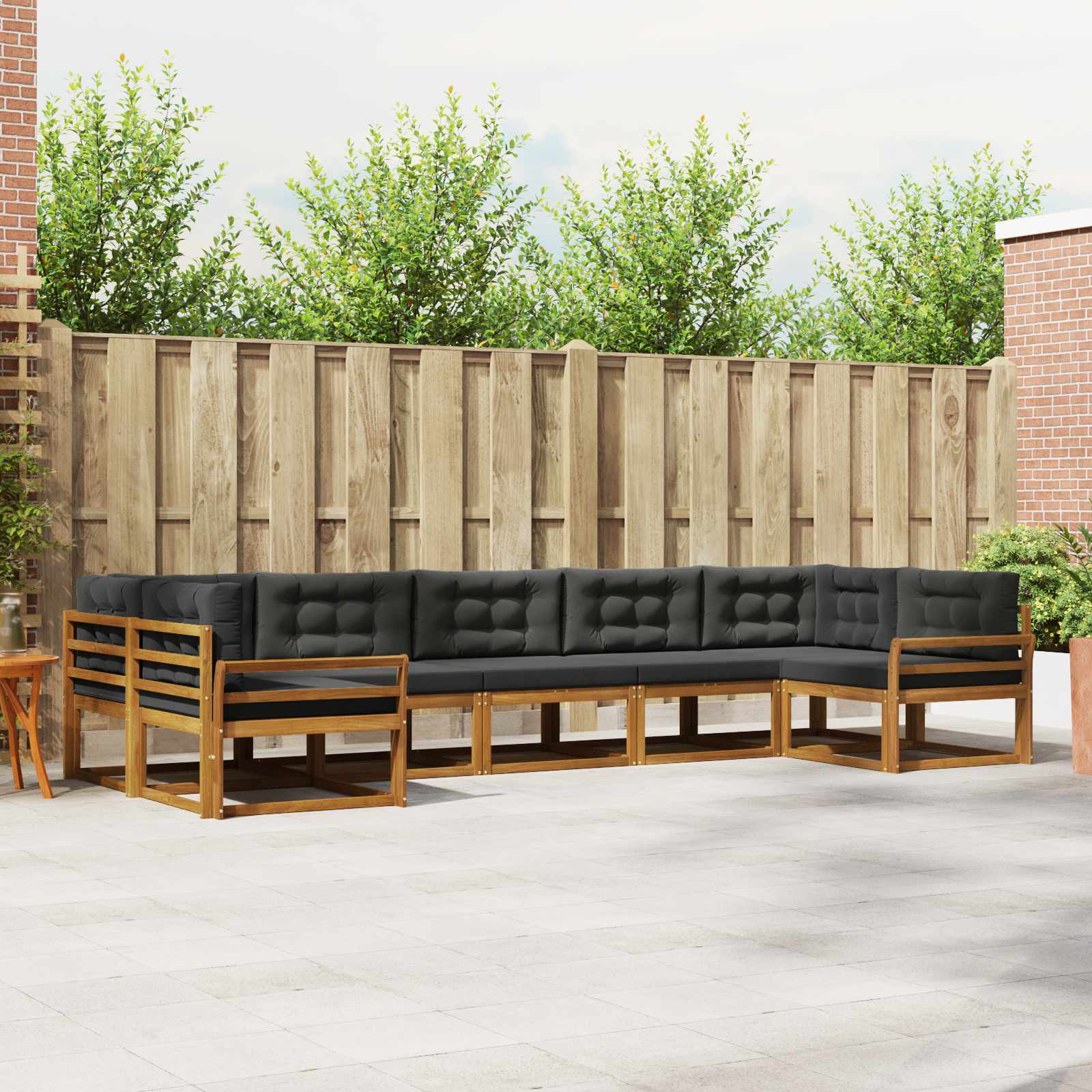 Outdoor-Sofagarnitur mit Kissen 7 pcs Natur und Anthrazit