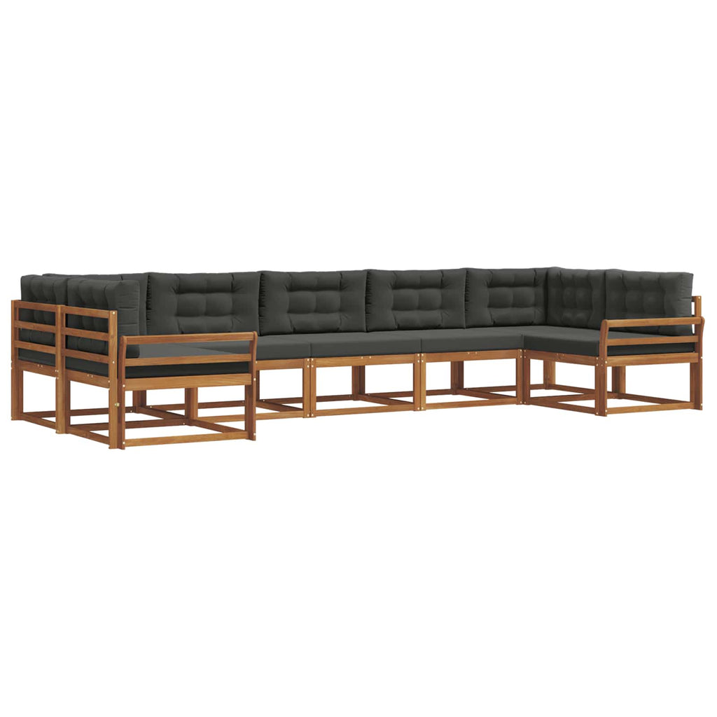 Outdoor-Sofagarnitur mit Kissen 7 pcs Natur und Anthrazit
