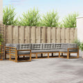 Outdoor-Sofagarnitur mit Kissen 7 pcs Natürlich und Hellgrau