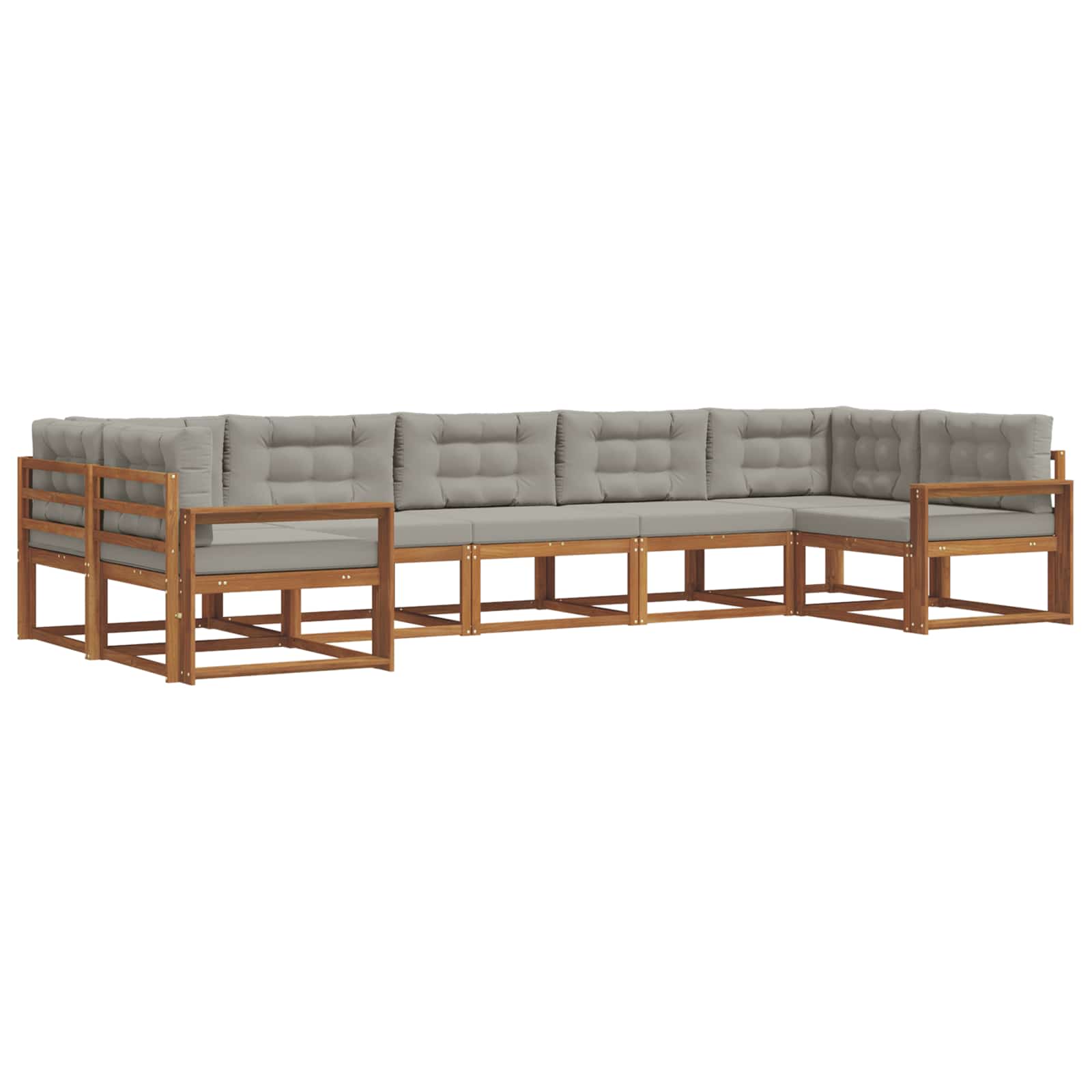 Outdoor-Sofagarnitur mit Kissen 7 pcs Natürlich und Hellgrau