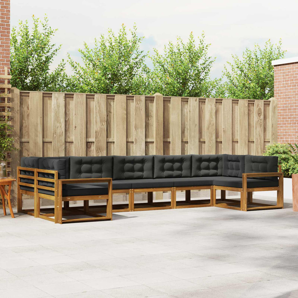 Outdoor-Sofagarnitur mit Kissen 7 pcs Natur und Anthrazit