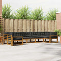 Outdoor-Sofagarnitur mit Kissen 7 pcs Natur und Anthrazit