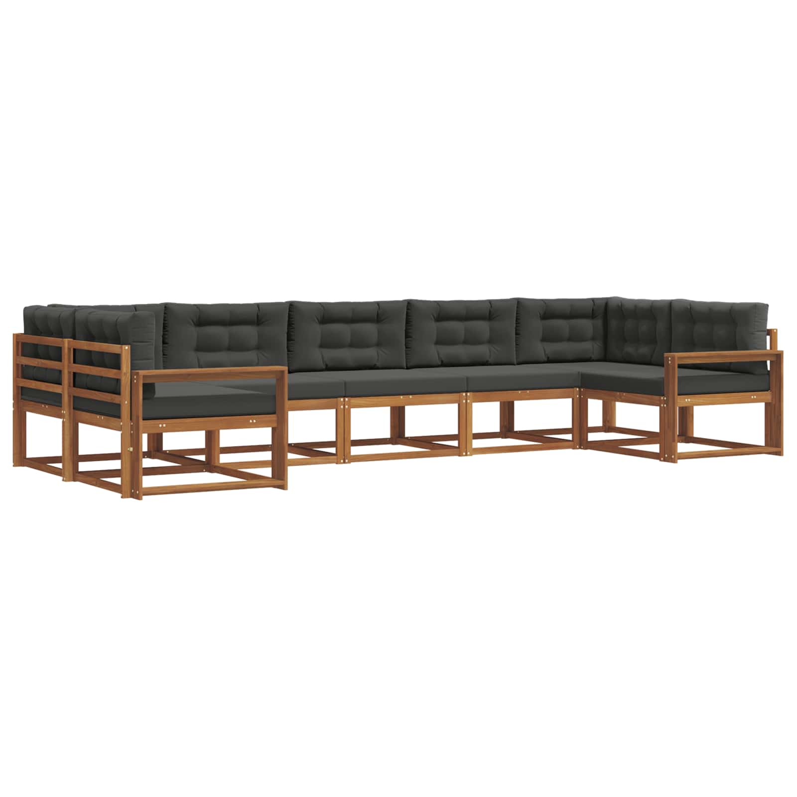 Outdoor-Sofagarnitur mit Kissen 7 pcs Natur und Anthrazit