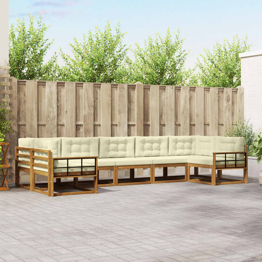 Outdoor-Sofagarnitur mit Kissen 7 pcs Natur und Creme