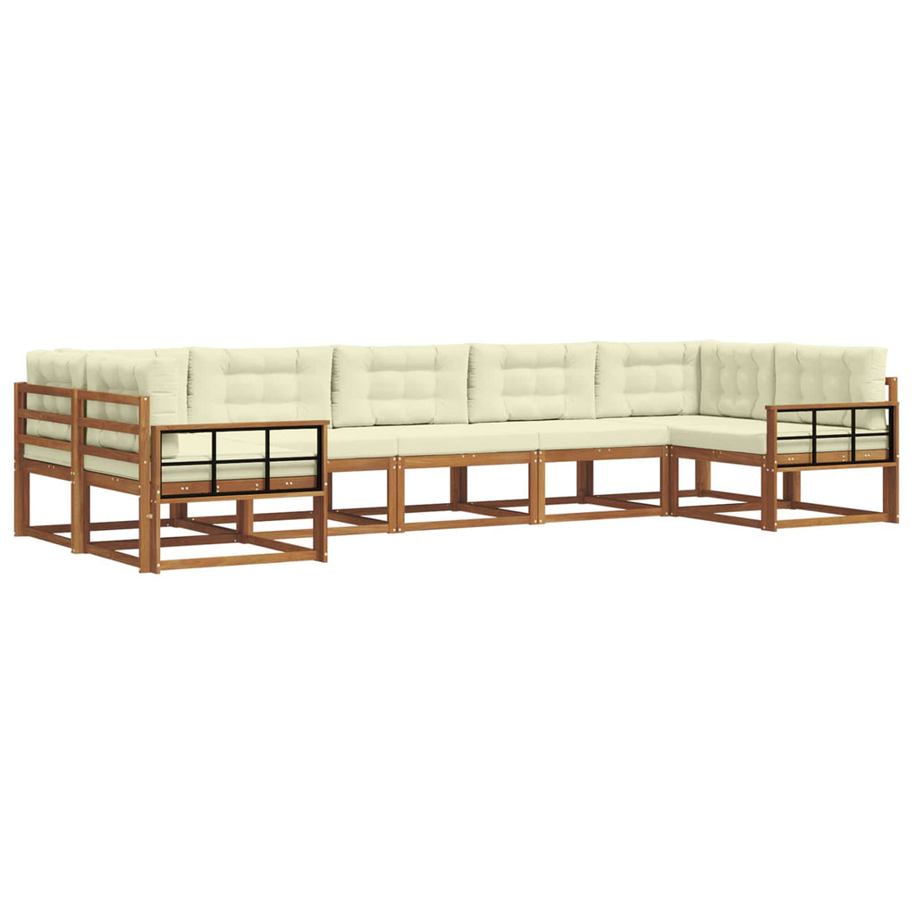 Outdoor-Sofagarnitur mit Kissen 7 pcs Natur und Creme