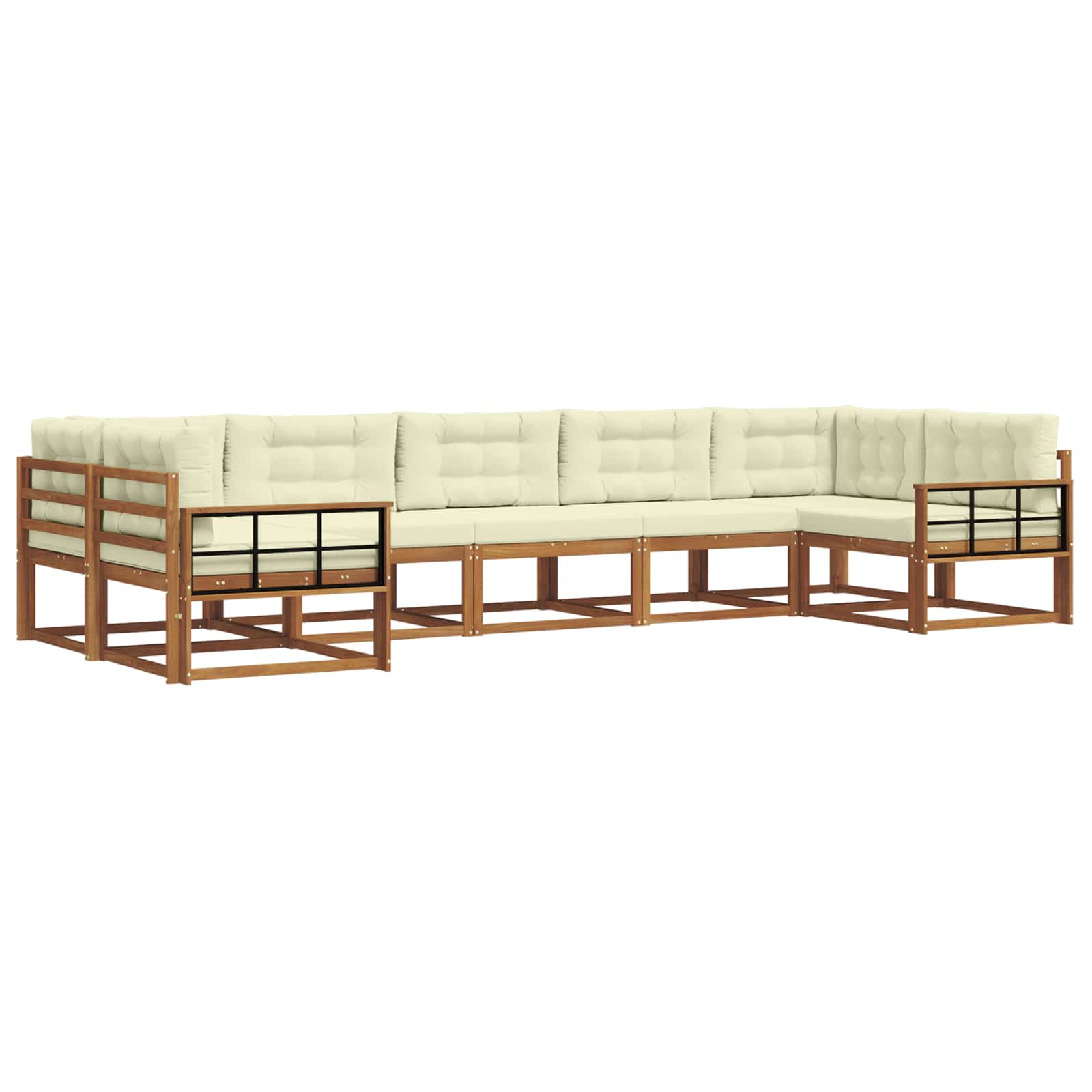 Outdoor-Sofagarnitur mit Kissen 7 pcs Natur und Creme