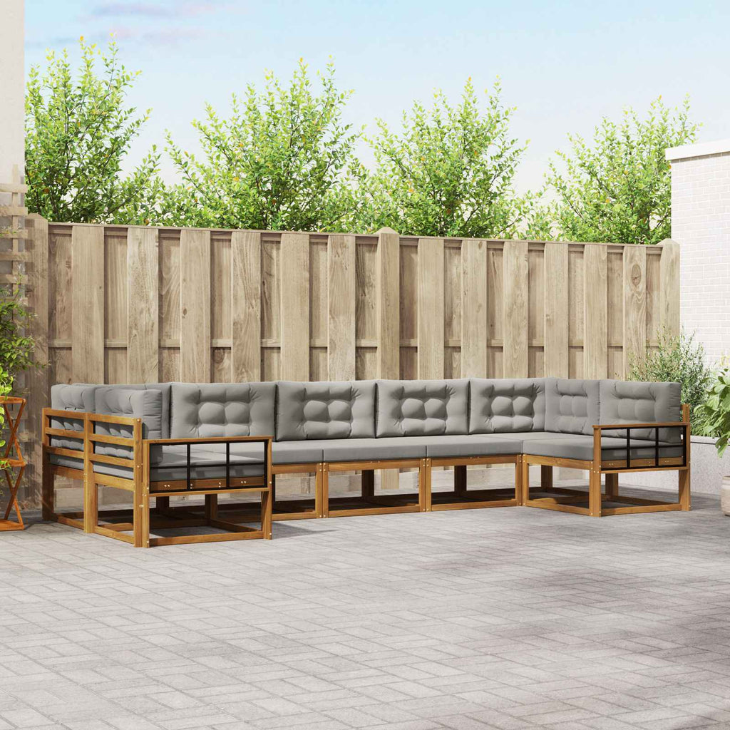Outdoor-Sofagarnitur mit Kissen 7 pcs Natürlich und Hellgrau