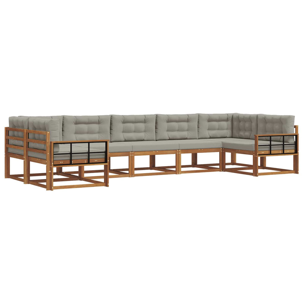 Outdoor-Sofagarnitur mit Kissen 7 pcs Natürlich und Hellgrau