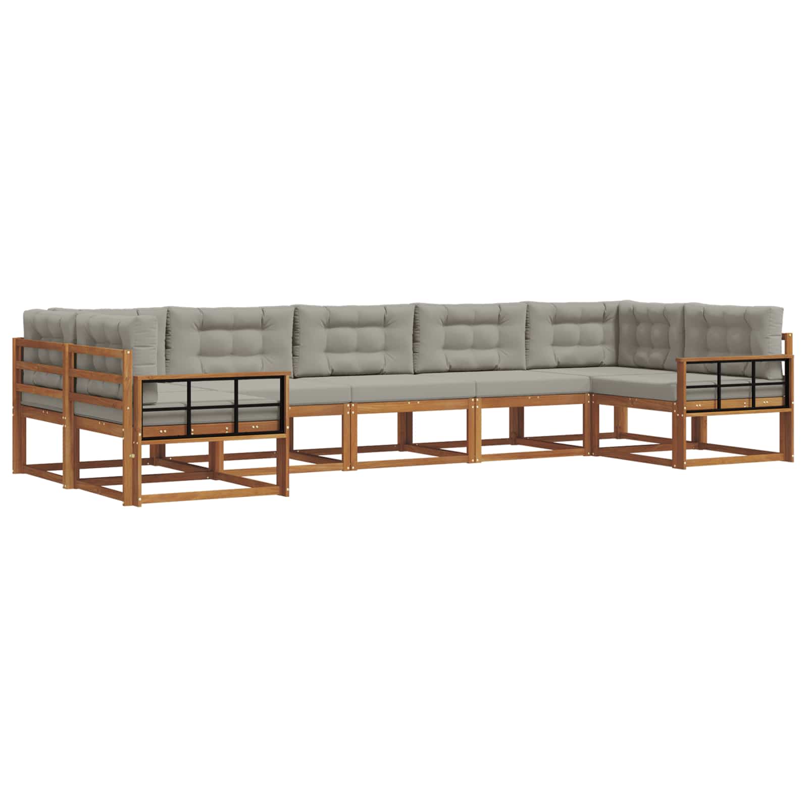 Outdoor-Sofagarnitur mit Kissen 7 pcs Natürlich und Hellgrau