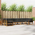Outdoor-Sofagarnitur mit Kissen 7 pcs Natur und Anthrazit