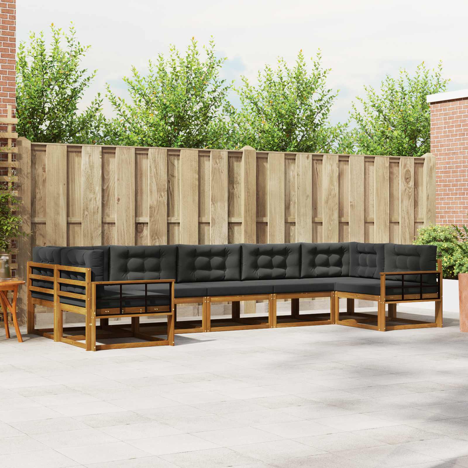 Outdoor-Sofagarnitur mit Kissen 7 pcs Natur und Anthrazit