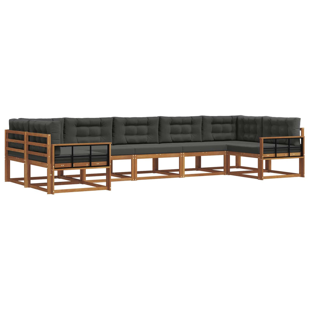 Outdoor-Sofagarnitur mit Kissen 7 pcs Natur und Anthrazit
