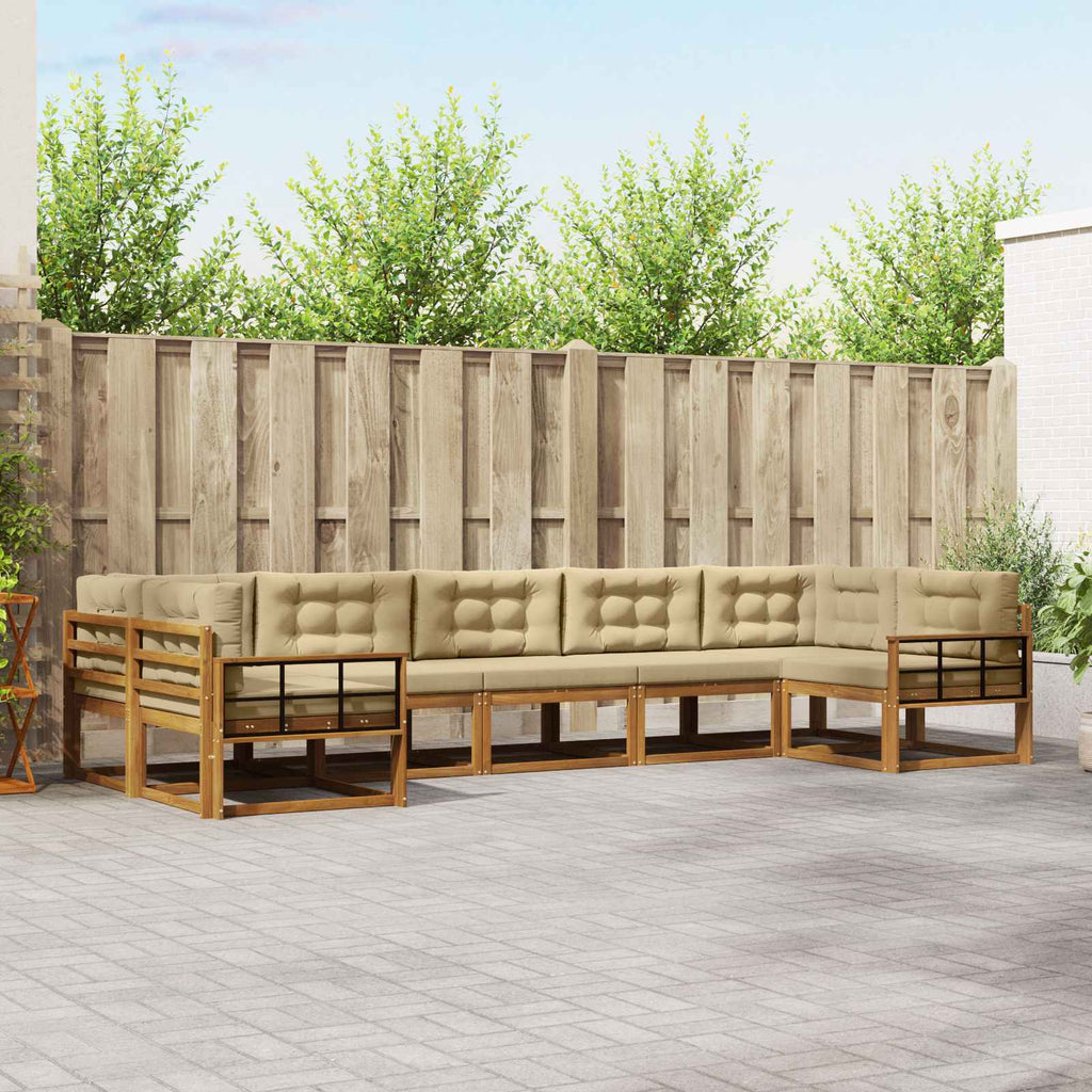 Outdoor-Sofagarnitur mit Kissen 7 pcs Natur und Beige