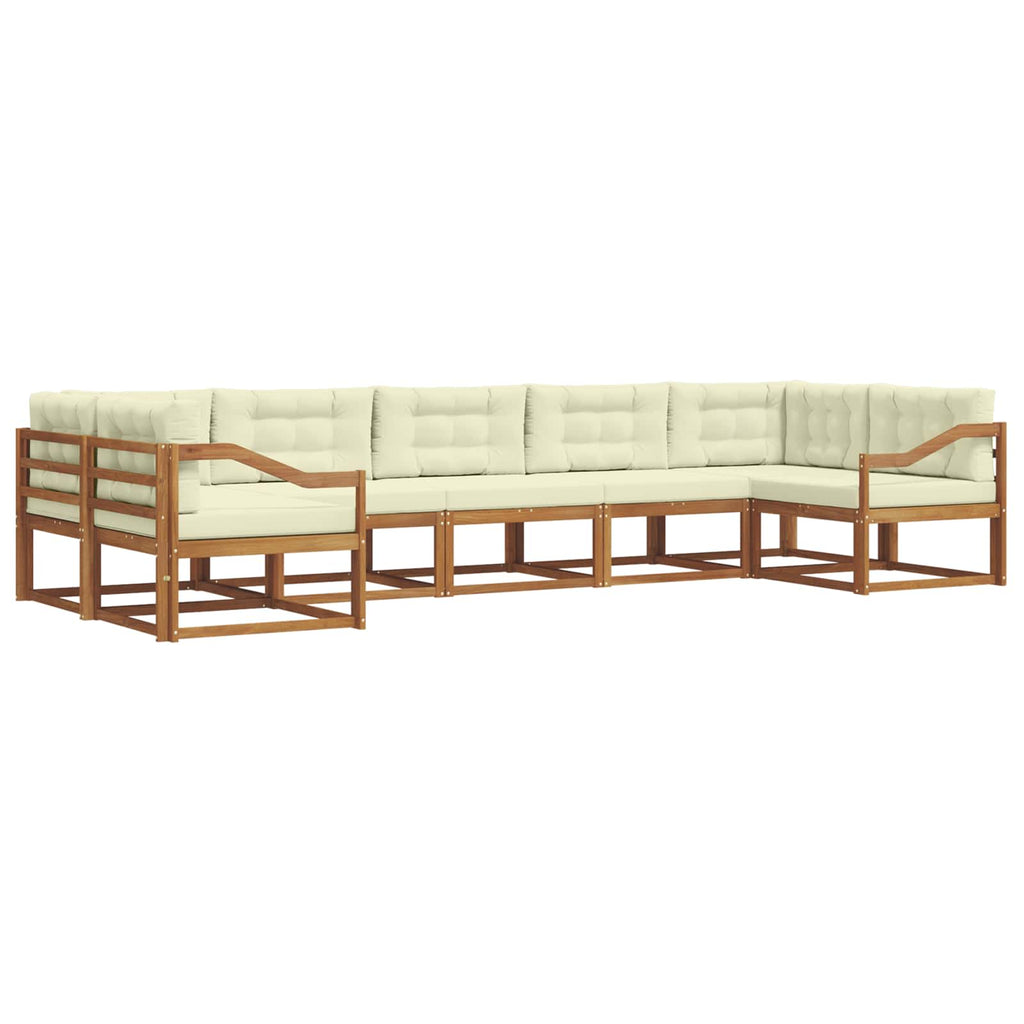 Outdoor-Sofagarnitur mit Kissen 7 pcs Natur und Creme