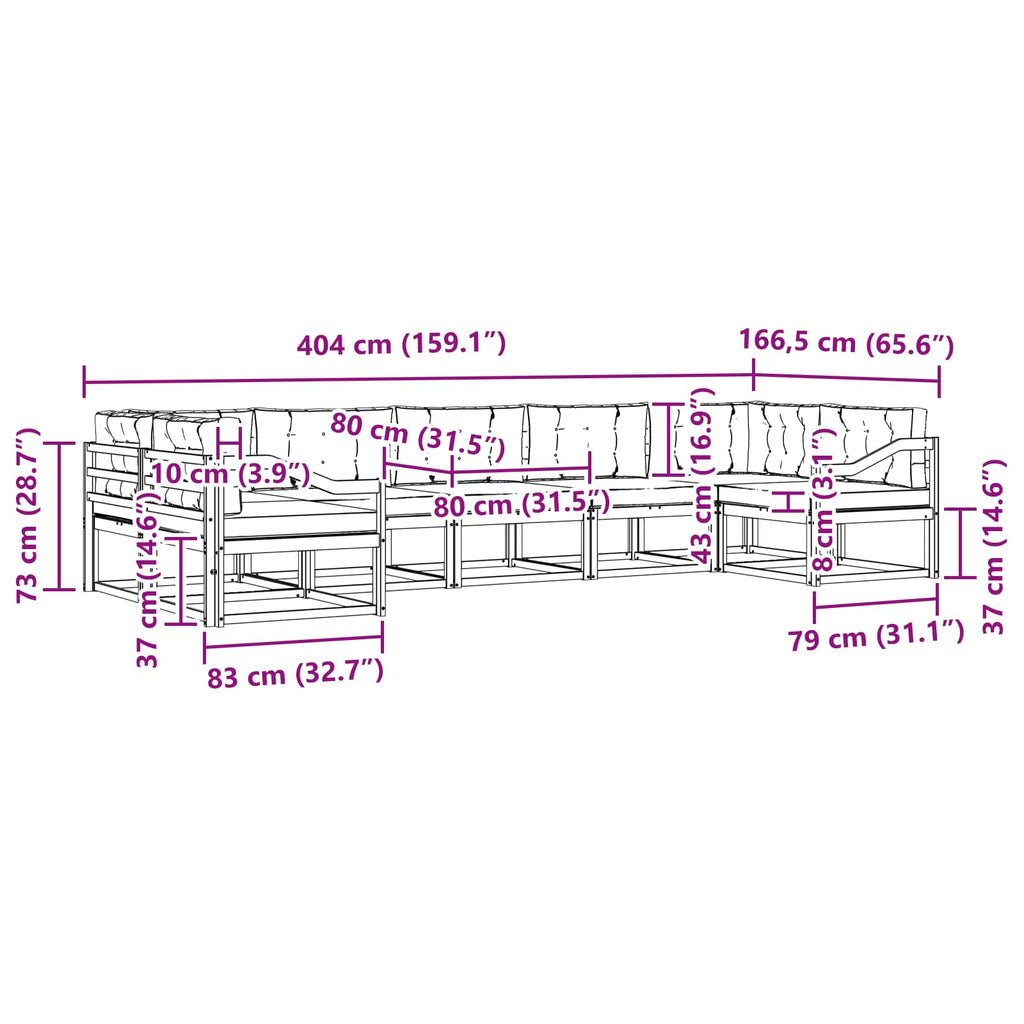 Outdoor-Sofagarnitur mit Kissen 7 pcs Natur und Creme