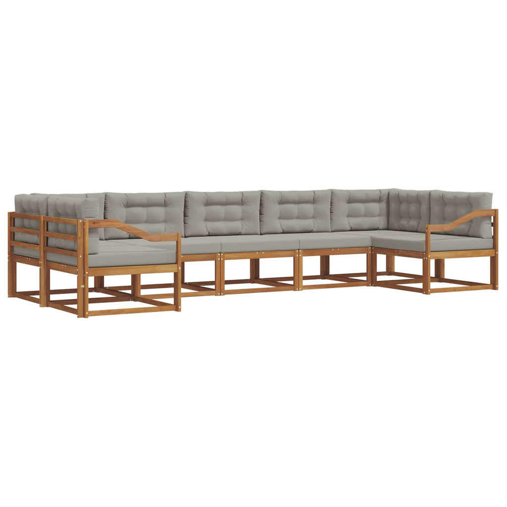 Outdoor-Sofagarnitur mit Kissen 7 pcs Natürlich und Hellgrau