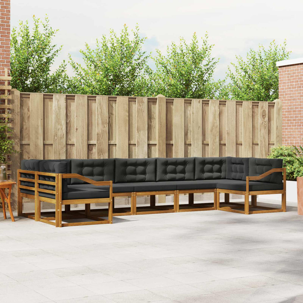 Outdoor-Sofagarnitur mit Kissen 7 pcs Natur und Anthrazit