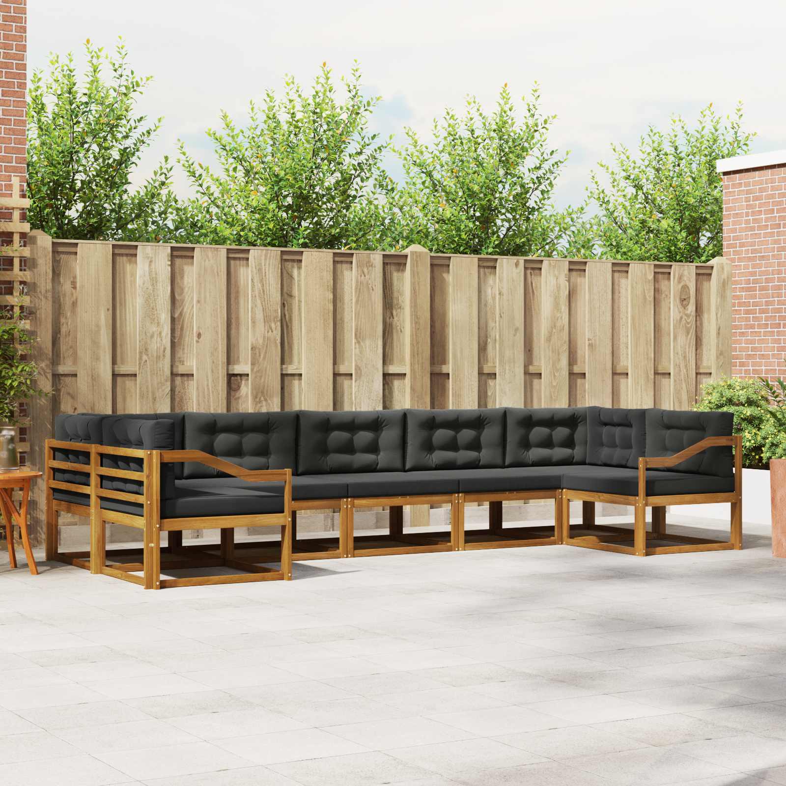 Outdoor-Sofagarnitur mit Kissen 7 pcs Natur und Anthrazit
