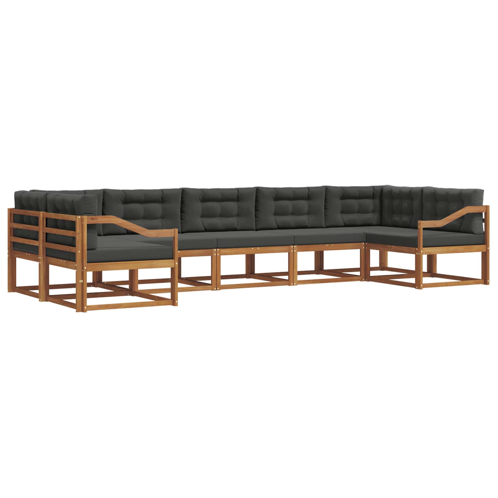 Outdoor-Sofagarnitur mit Kissen 7 pcs Natur und Anthrazit