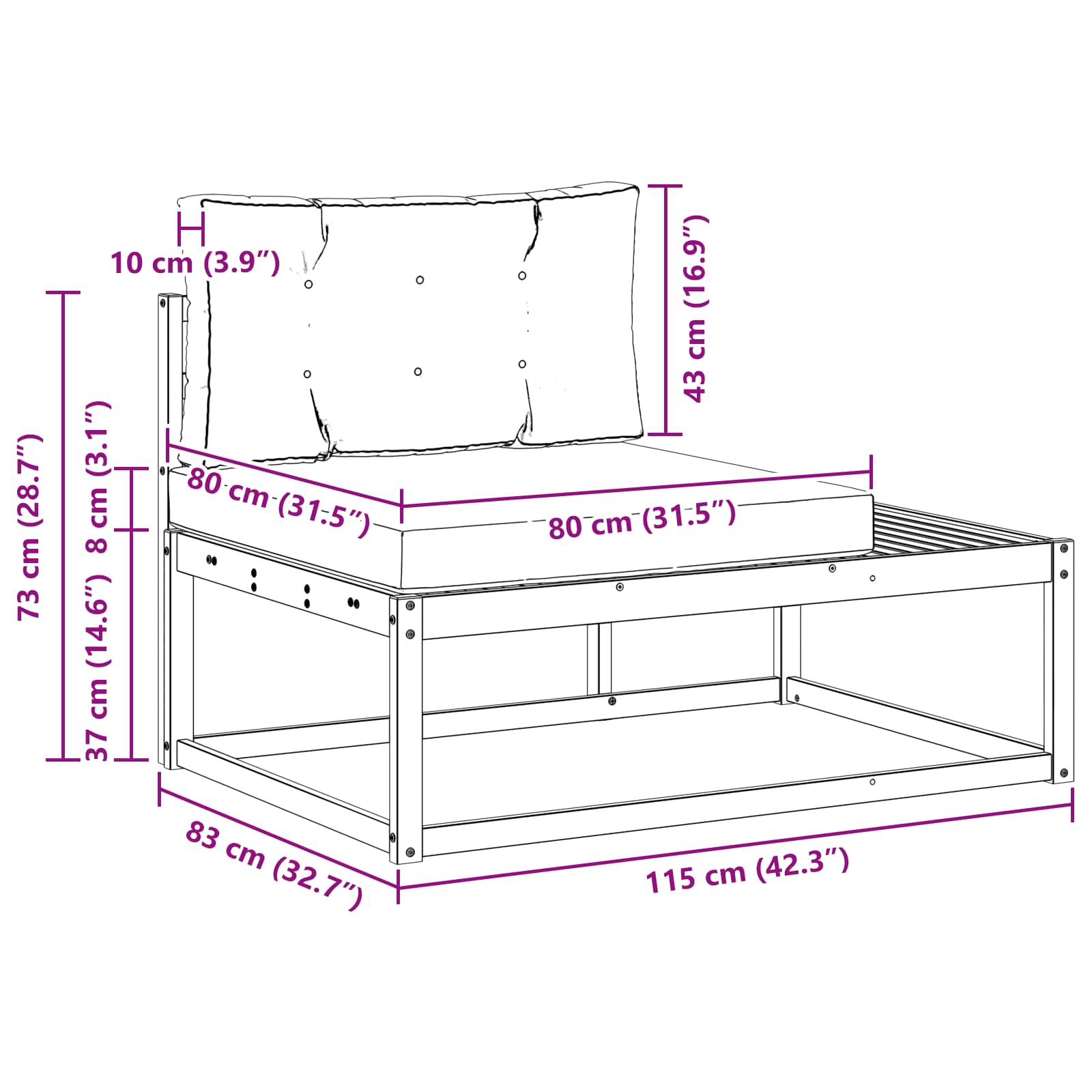 Outdoor-Sofagarnitur mit Kissen Natur und Anthrazit