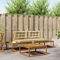 Outdoor-Sofagarnitur mit Kissen Natur und Beige