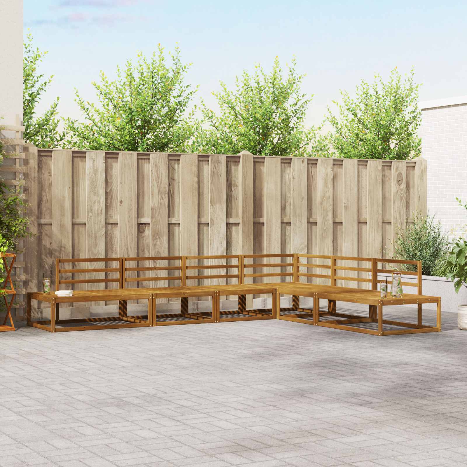 Outdoor-Sofagarnitur Natur Massivholz Akazie