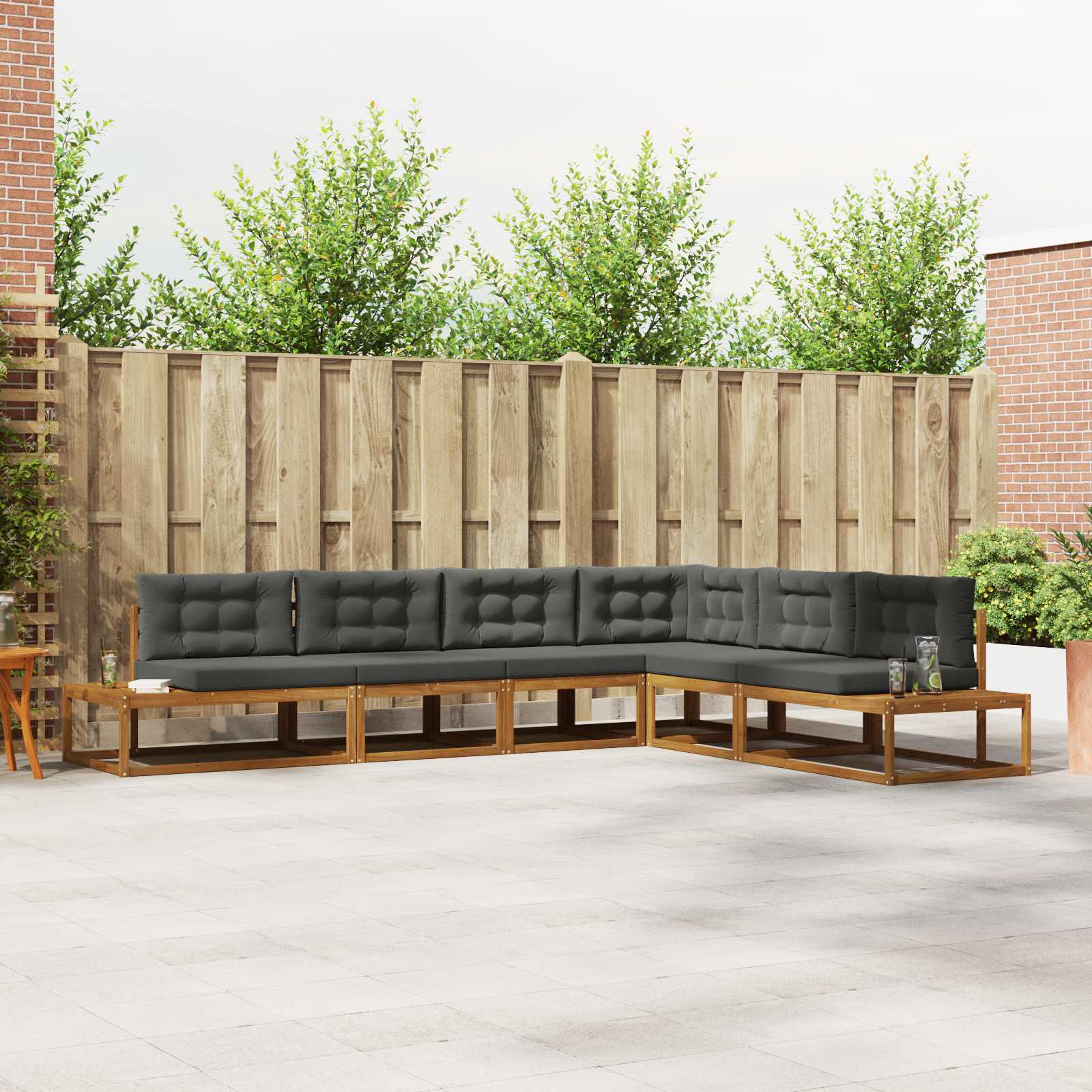 Outdoor-Sofagarnitur Natur und Anthrazit