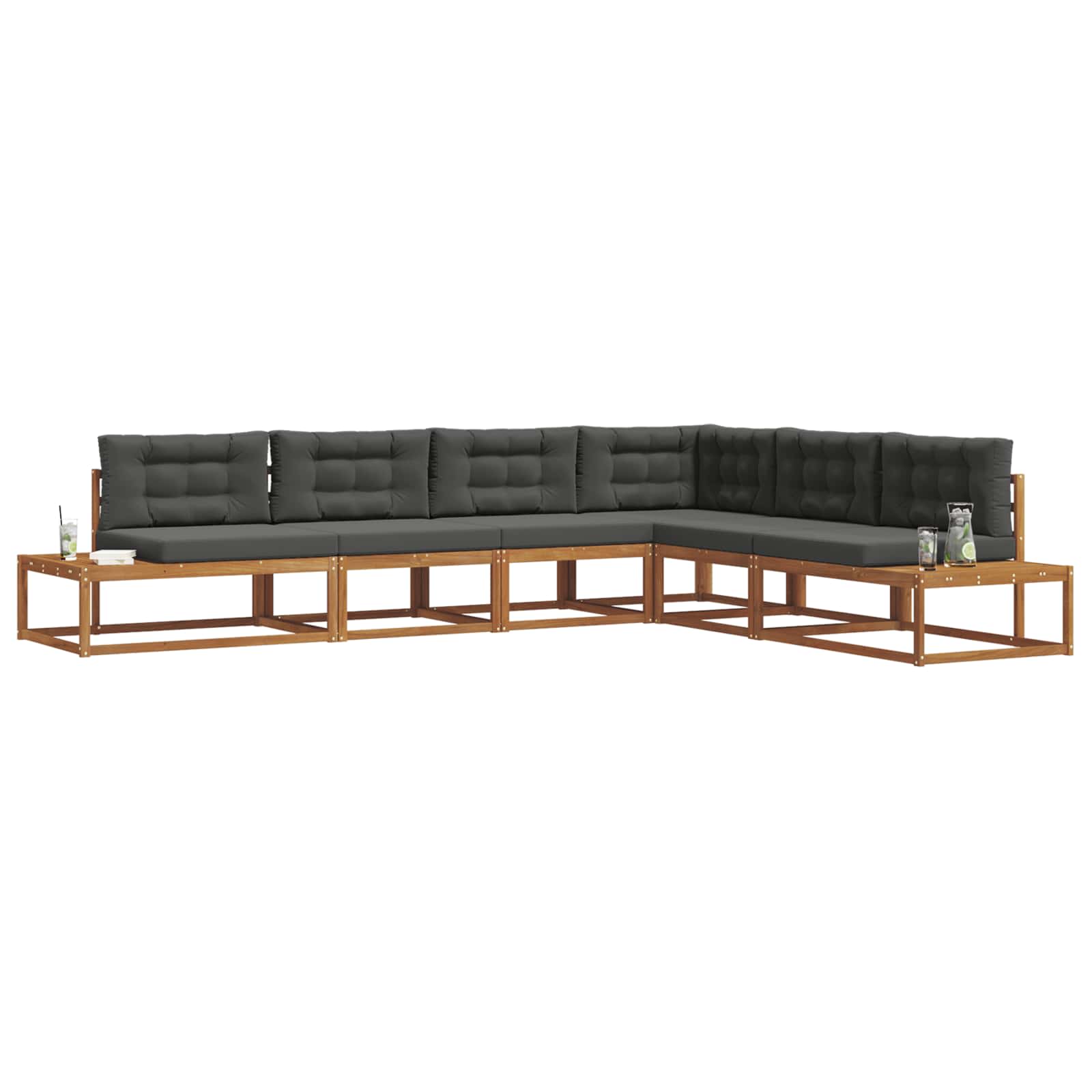 Outdoor-Sofagarnitur Natur und Anthrazit