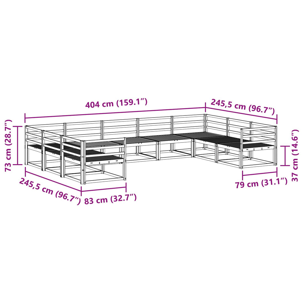 Outdoor-Sofagarnitur 9 pcs Natur Massivholz Akazie