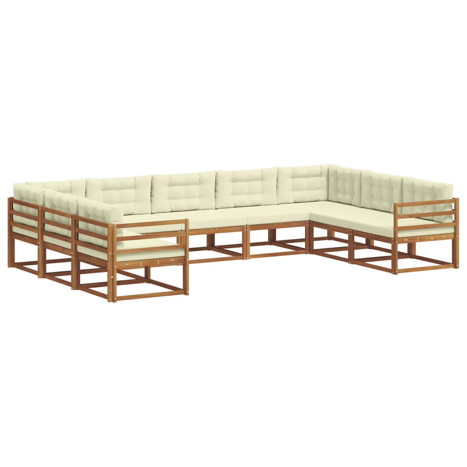 Outdoor-Sofagarnitur mit Kissen 9 pcs Natur und Creme